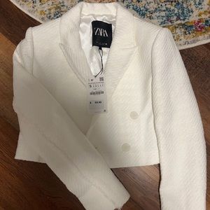 Zara Textured Cropped Blazer